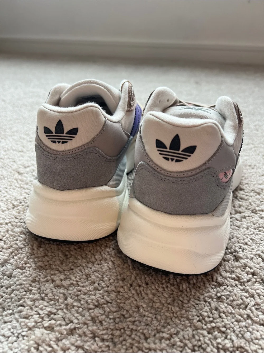 adidas Taupe & Purple Retro Runner with Pink Accent